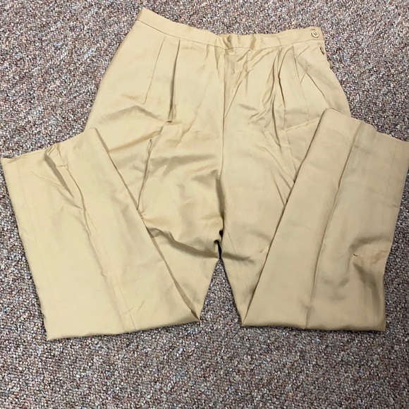 Weathervane High Waste lined linen tan pants - Size 12P - Picture 4 of 12